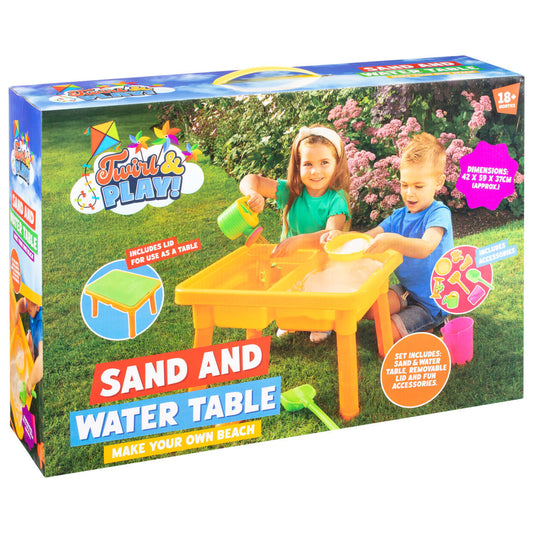 Kids sand and water table with dual play compartments