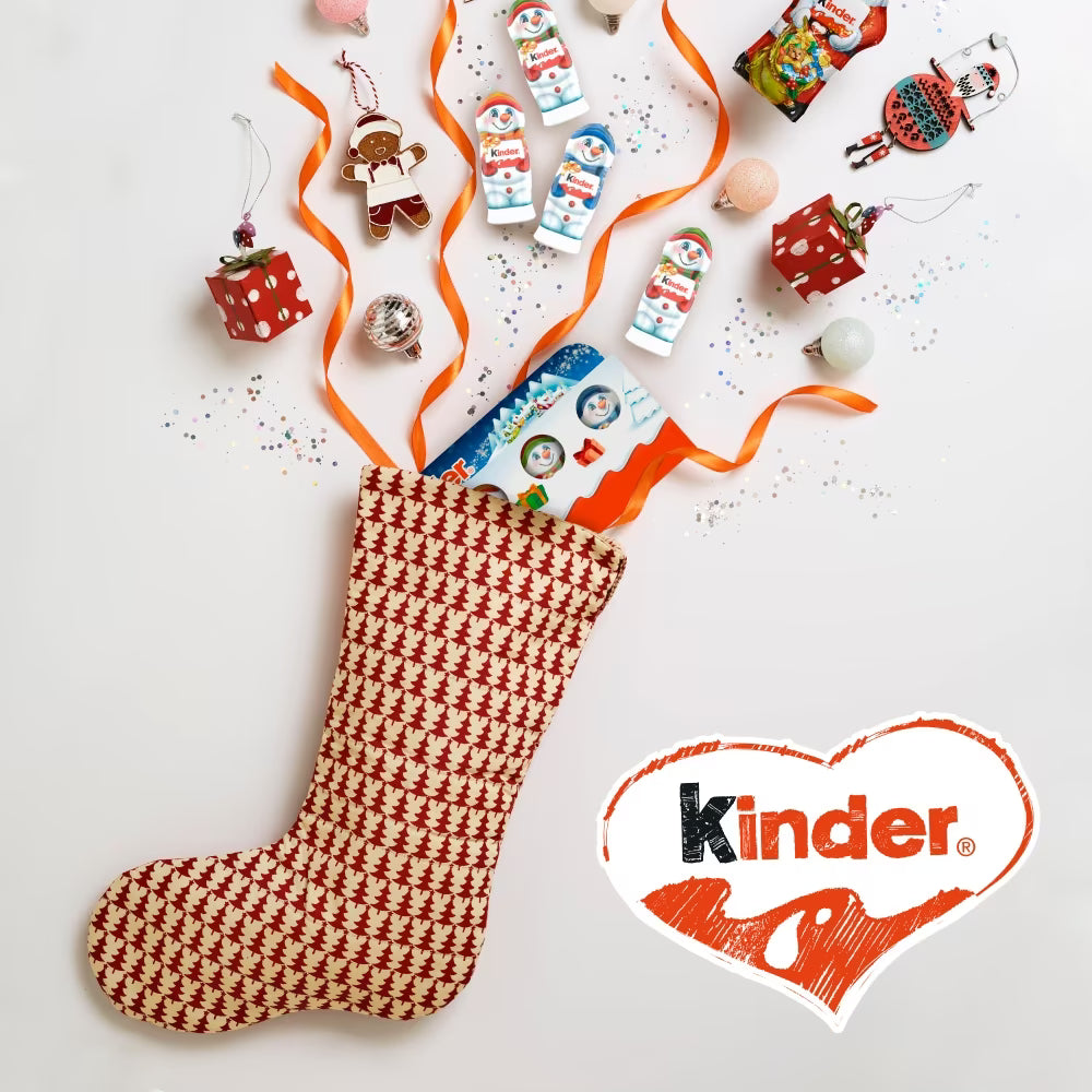 Smooth milk chocolate with creamy white lining by Kinder, perfect for stockings