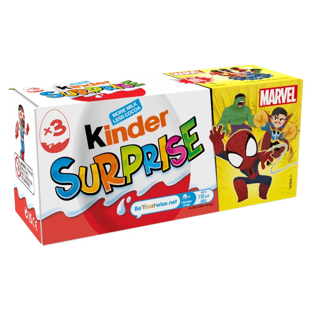 Kinder Surprise 3 Pack 63g milk chocolate eggs with hidden toys