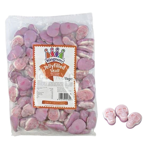 Kingsway Jelly Filled Skulls 1kg strawberry-flavoured Halloween sweets