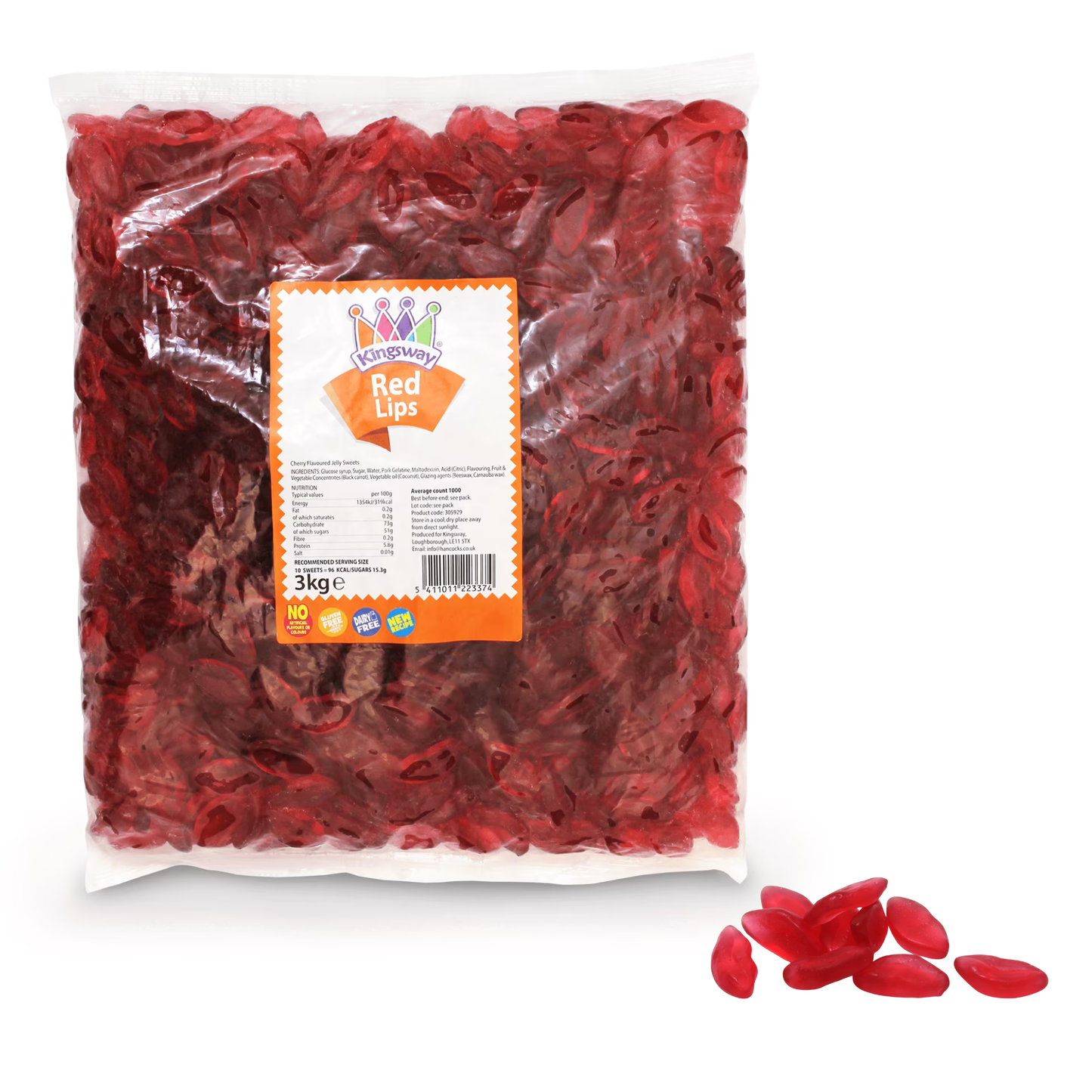 Kingsway Juicy Red Lips 3kg cherry flavoured jelly sweets