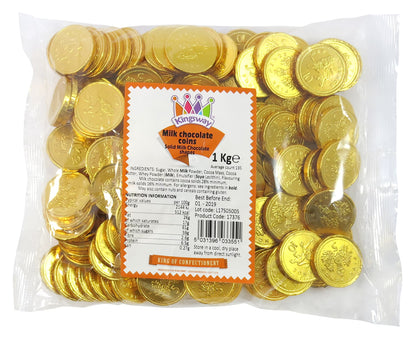 Kingsway milk chocolate coins in elegant gold foil