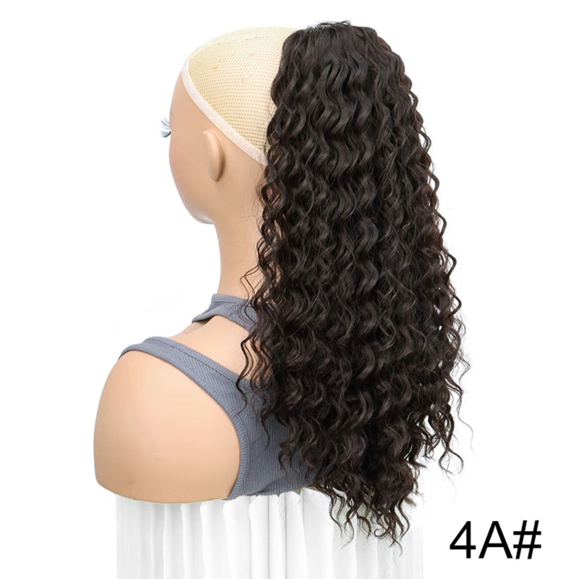 Black brown curly drawstring ponytail extension
