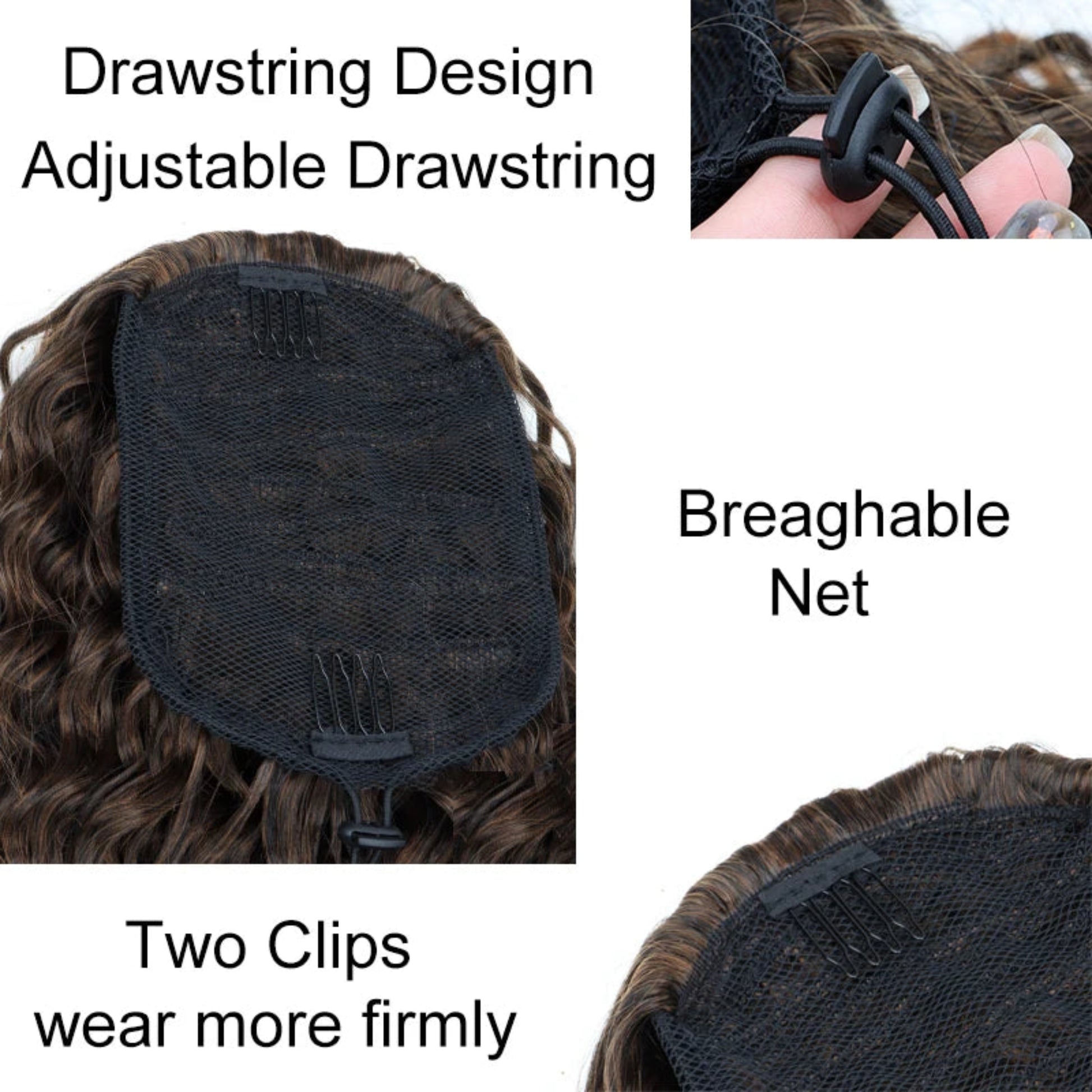 Heat resistant kinky curly synthetic hairpiece