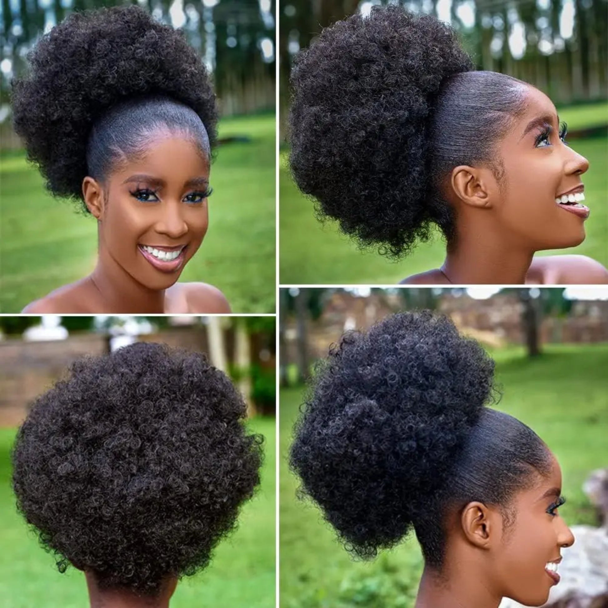 Quick style curly afro puff hair extension