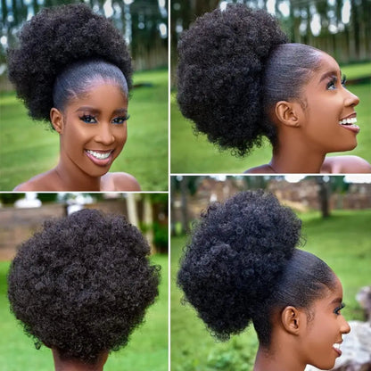 Quick style curly afro puff hair extension