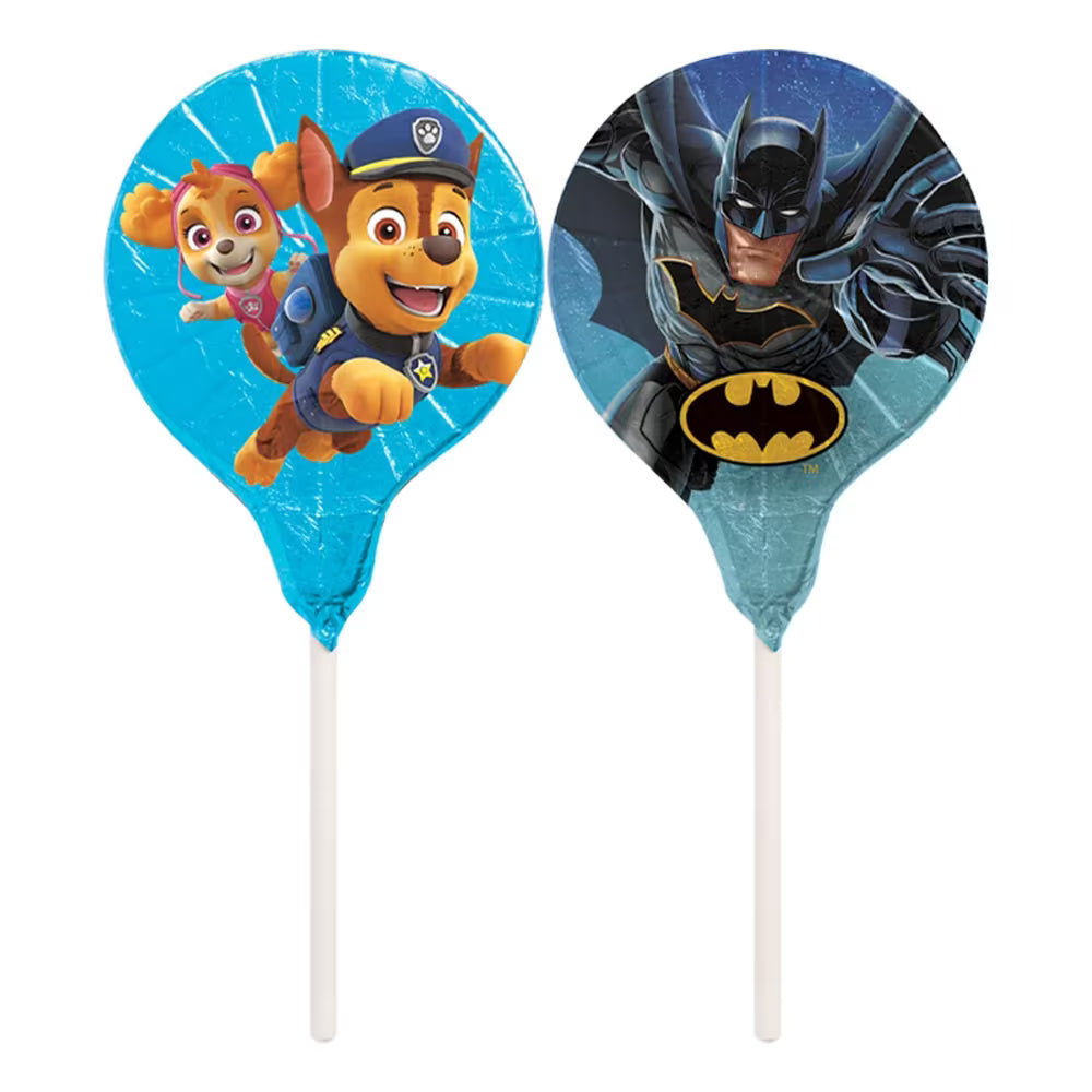 Milk chocolate lollipops featuring Paw Patrol and Peppa Pig