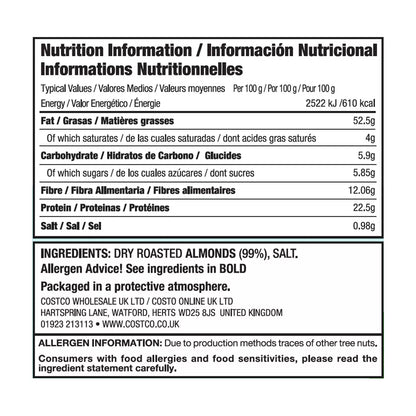 Kirkland resealable bag of dry roasted almonds 1.13kg