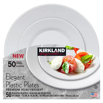 Kirkland Signature 50-pack elegant plastic plates for parties