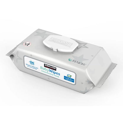 Soft and comforting Kirkland Signature Tencel Baby Wipes, 9 x 100