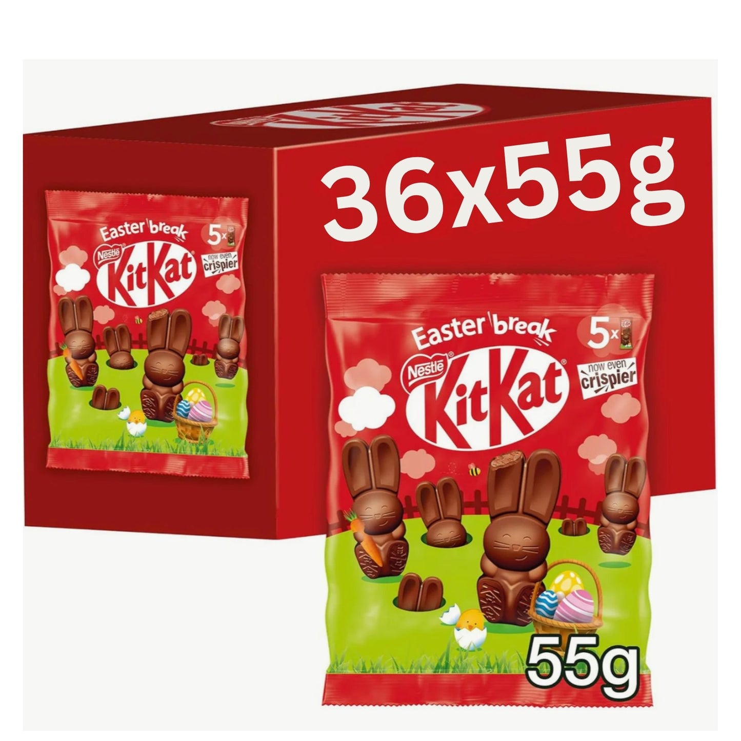 Mini milk chocolate Easter bunnies with wafer pieces