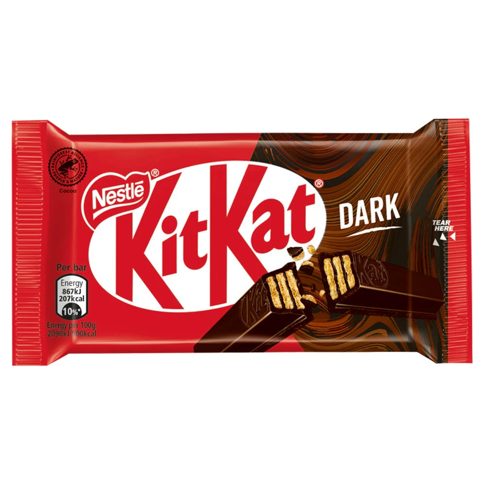 Individually wrapped dark chocolate wafer bars for snacking