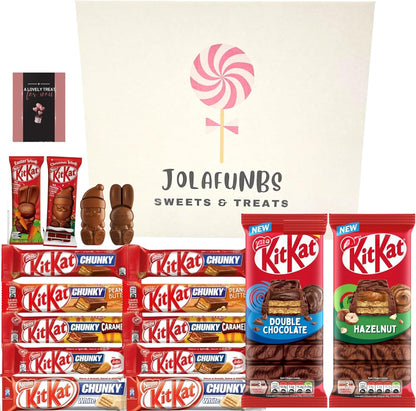 KitKat Chocolate Bars bulk selection box with milk chocolate bars and greeting cards