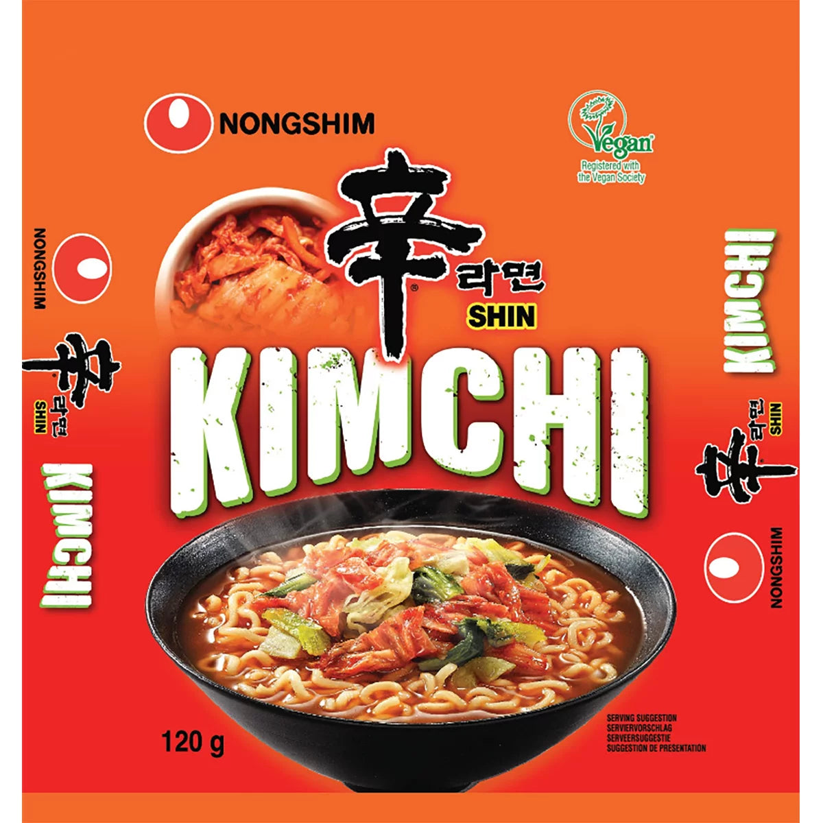 Spicy kimchi flavour instant noodles with chewy texture