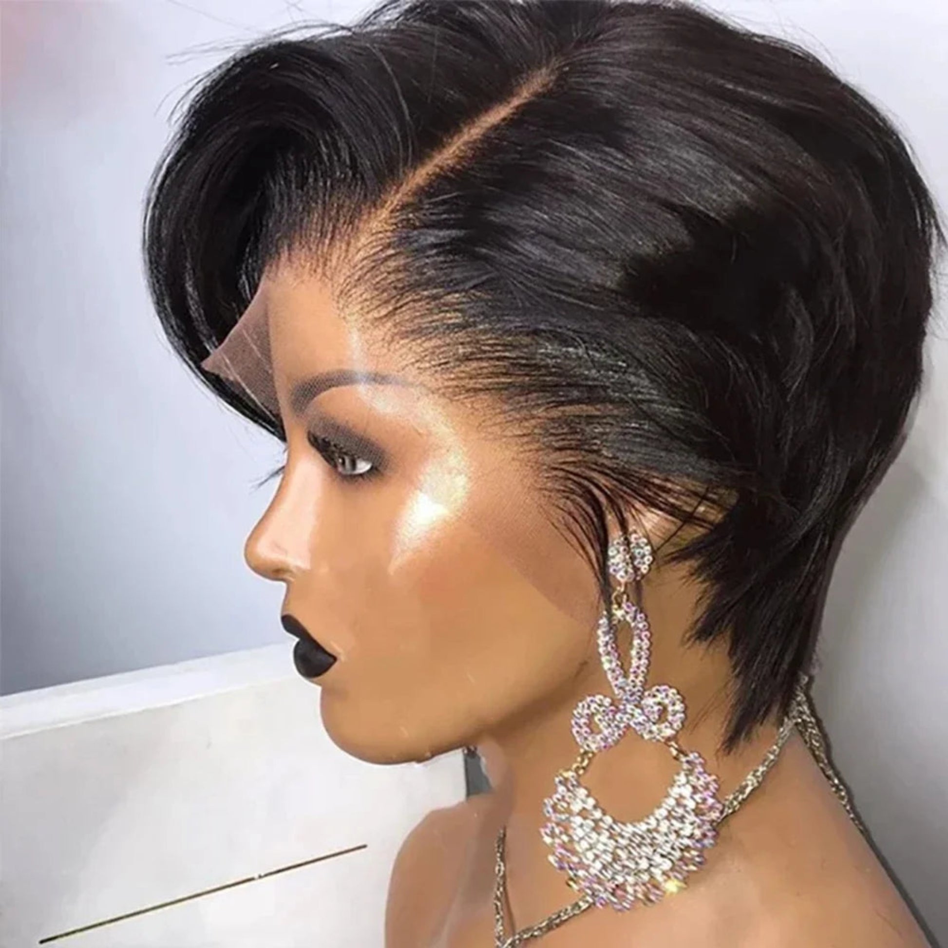 Short bob lace front wig made from virgin human hair