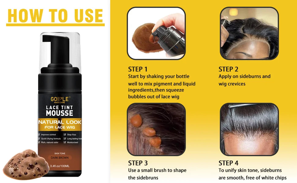 Wig maintenance kit with tint mousse included