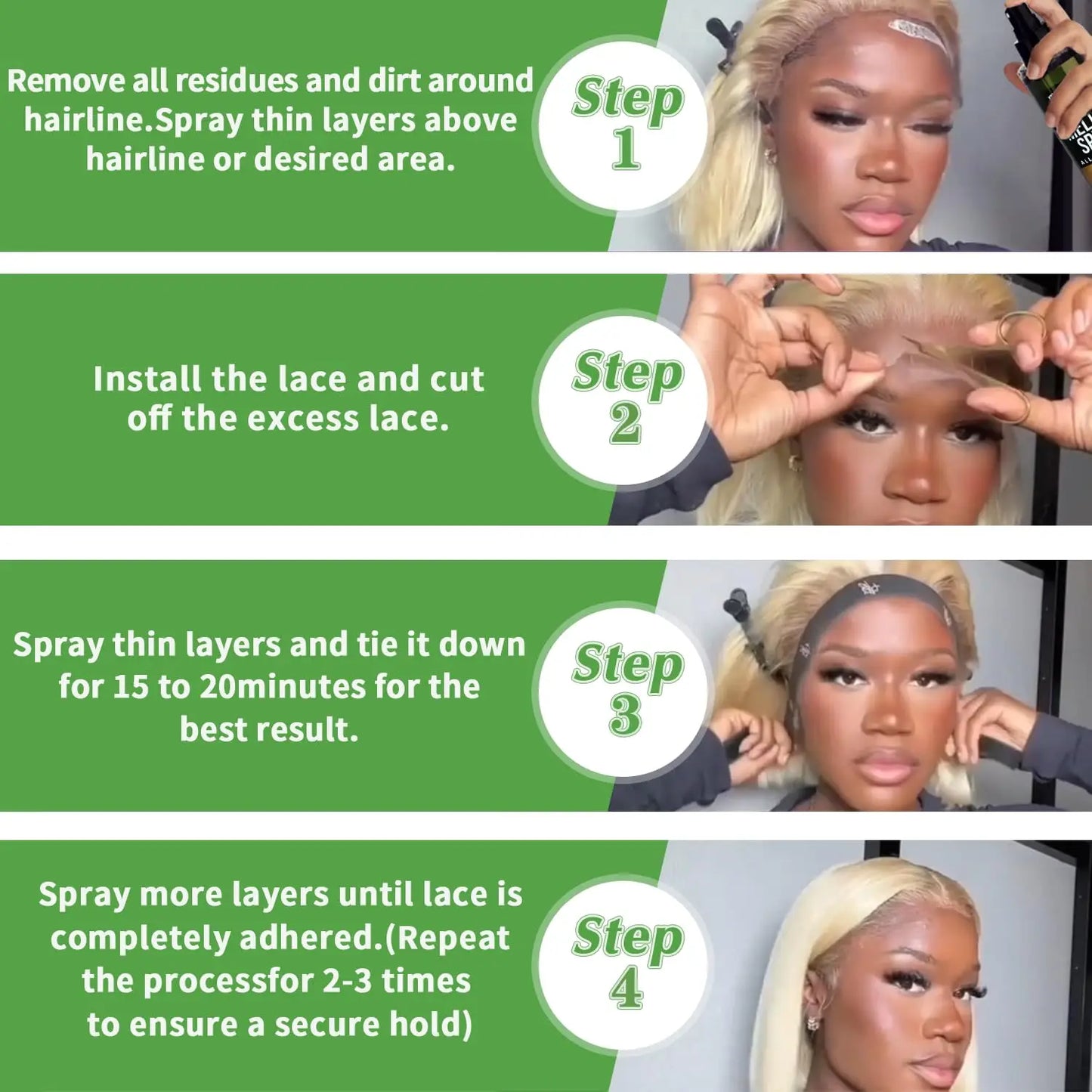 Wig melt spray for natural lace blending