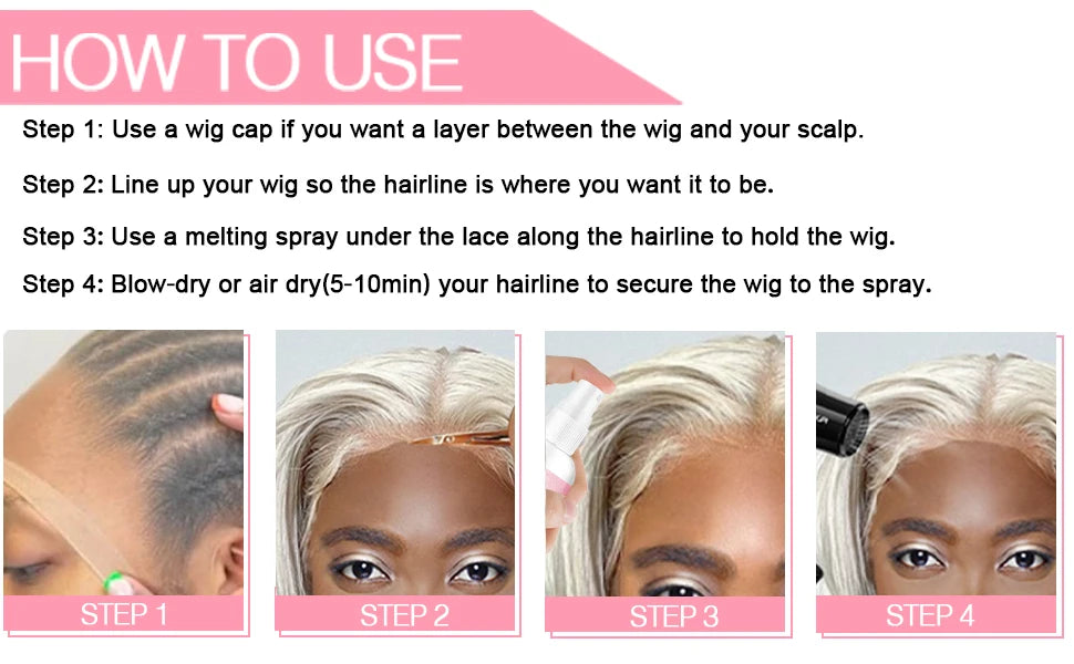 Invisible lace wig adhesive spray for seamless look