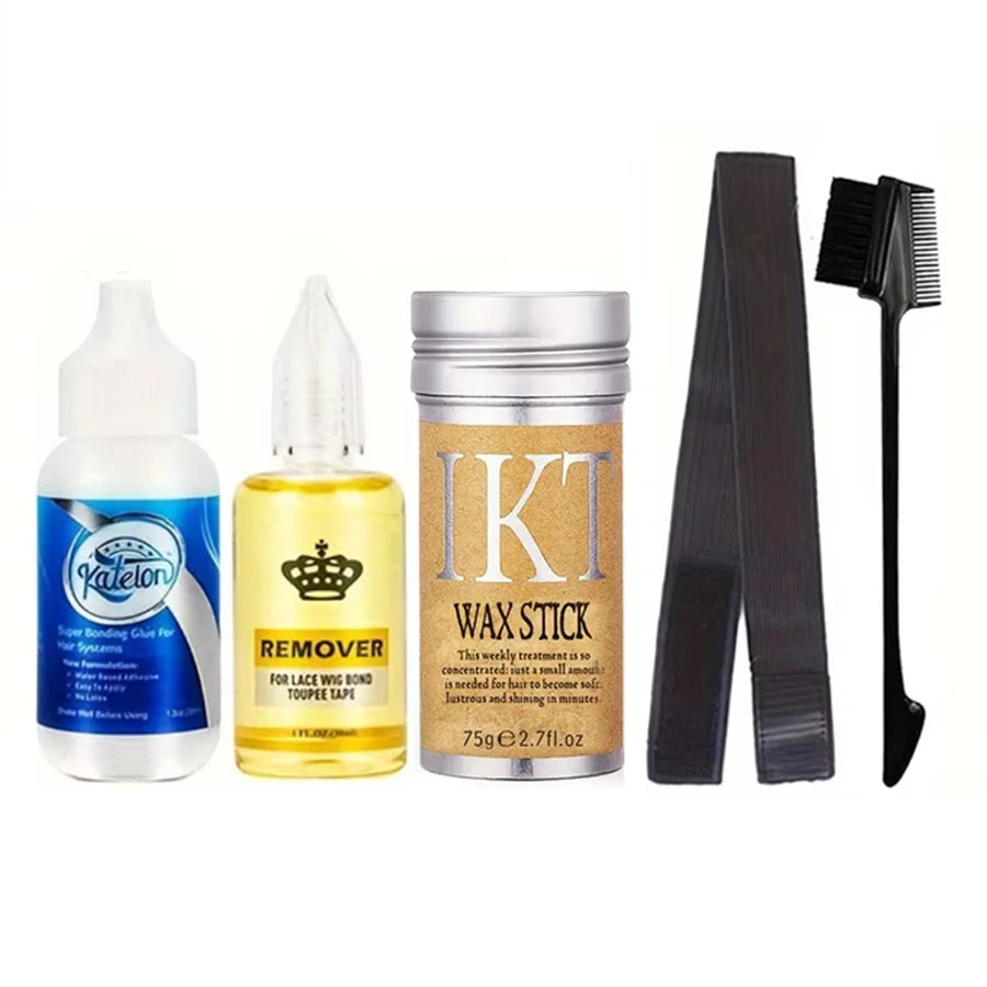 Lace wig glue kit lifestyle in use natural hairline application