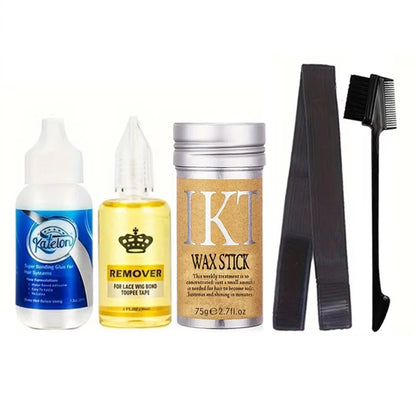 Lace wig glue kit lifestyle in use natural hairline application