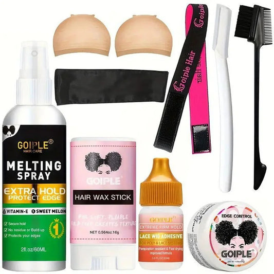 Beginner lace wig styling kit with glue and edge control