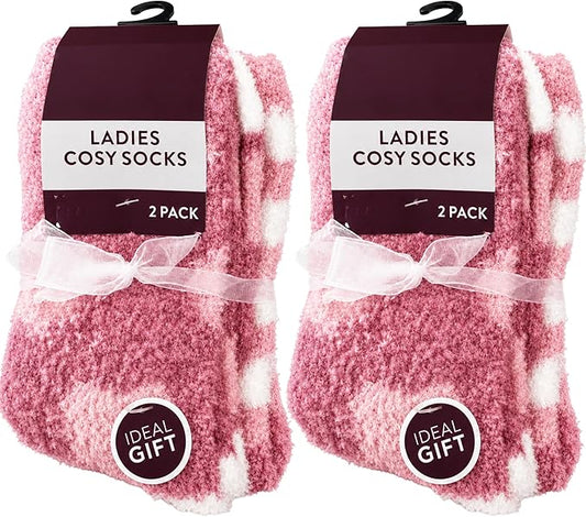 Ladies cozy fluffy socks 4 pair pack for winter comfort