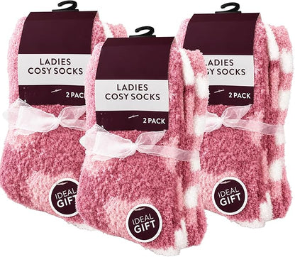 Ladies cozy fluffy socks 6 pair pack for winter warmth