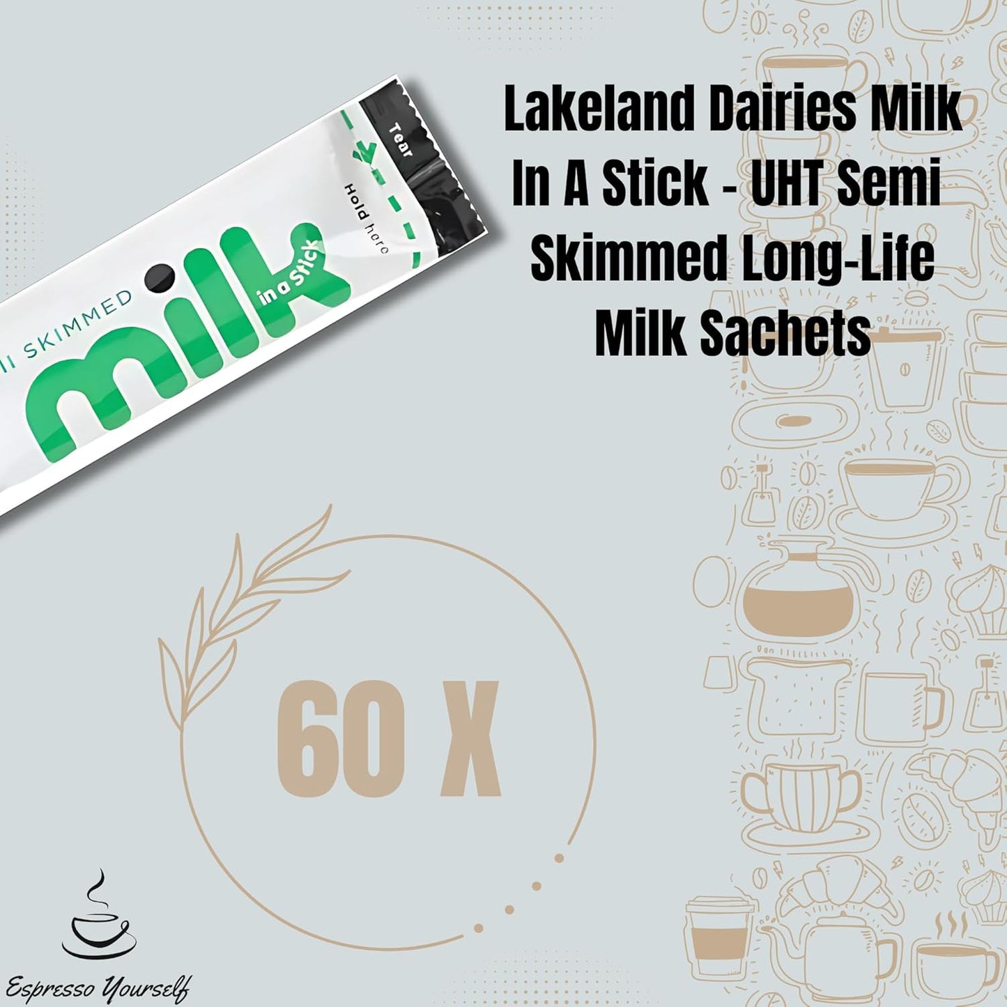 lakeland dairies long life milk sachets 60 sachets 10ml each