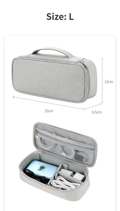 Large grey travel organiser for power banks and charging cables
