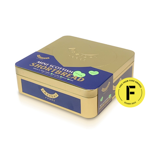 Lazy Day vegan shortbread gift tin with 2 x 125g packs