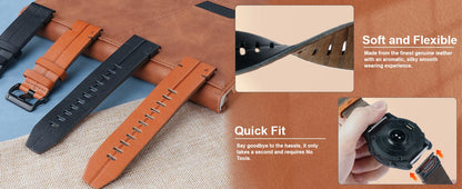 22mm genuine leather Garmin strap