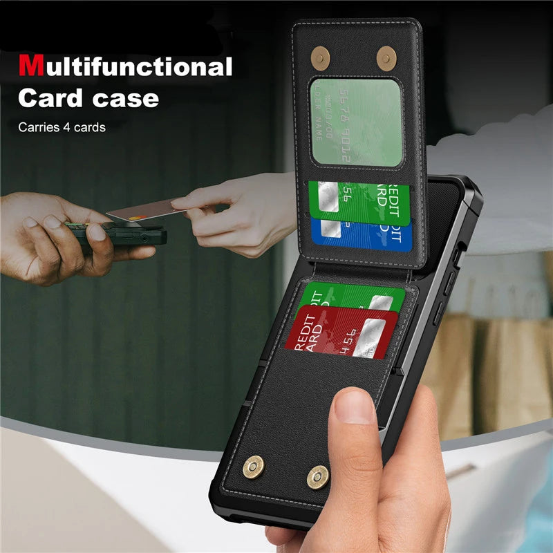 Leather wallet phone case with card holder for iPhone