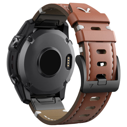 leather watch band black 26mm Garmin Fenix 7X 6X Pro