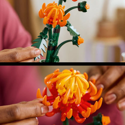 LEGO floral display with posable leaves and petals