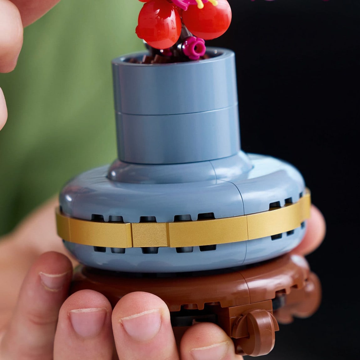 Detailed LEGO flower display for adults