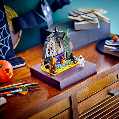 Kids role-playing with LEGO Halloween toy set for kids
