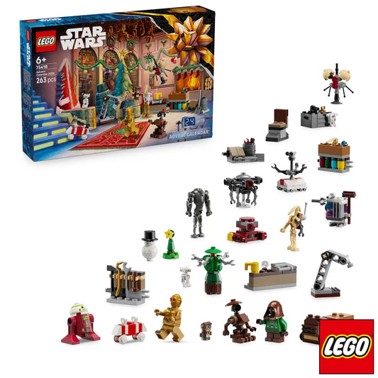 LEGO Star Wars Advent Calendar 2025 model 75418 with droid workshop builds