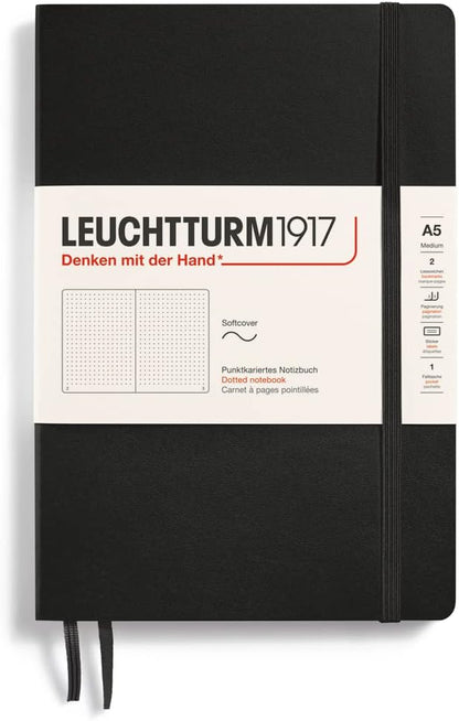 Leuchtturm1917 A5 dotted soft cover notebook in black