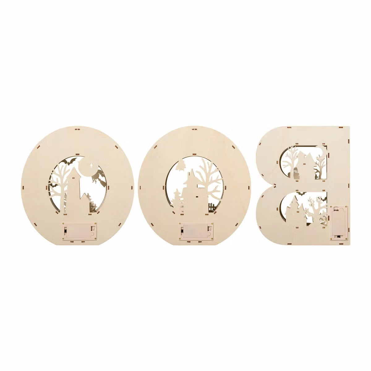 Light Up Wooden Halloween Letters with Timer
