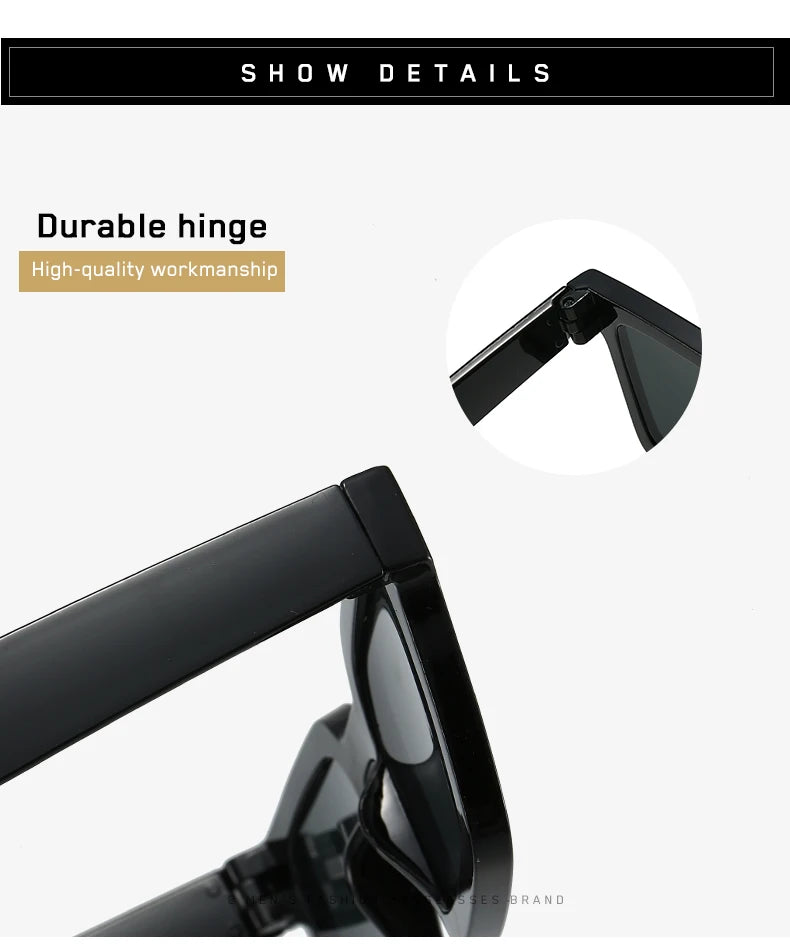 Square sunglasses front view frame detail lens clarity