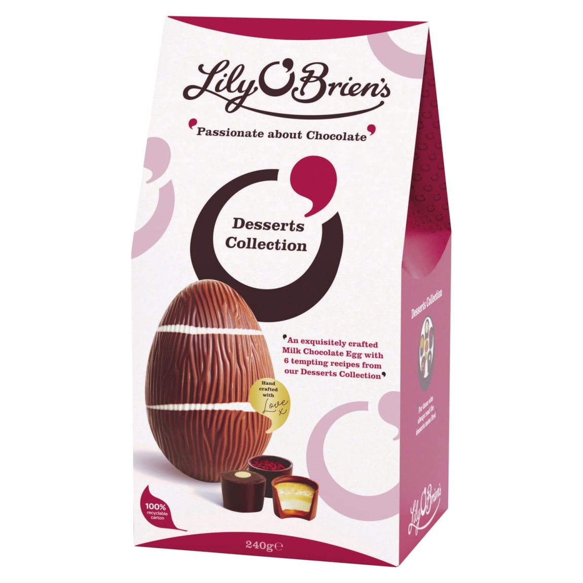 Lily O'Brien's Desserts Collection Easter Egg 240g hollow chocolate