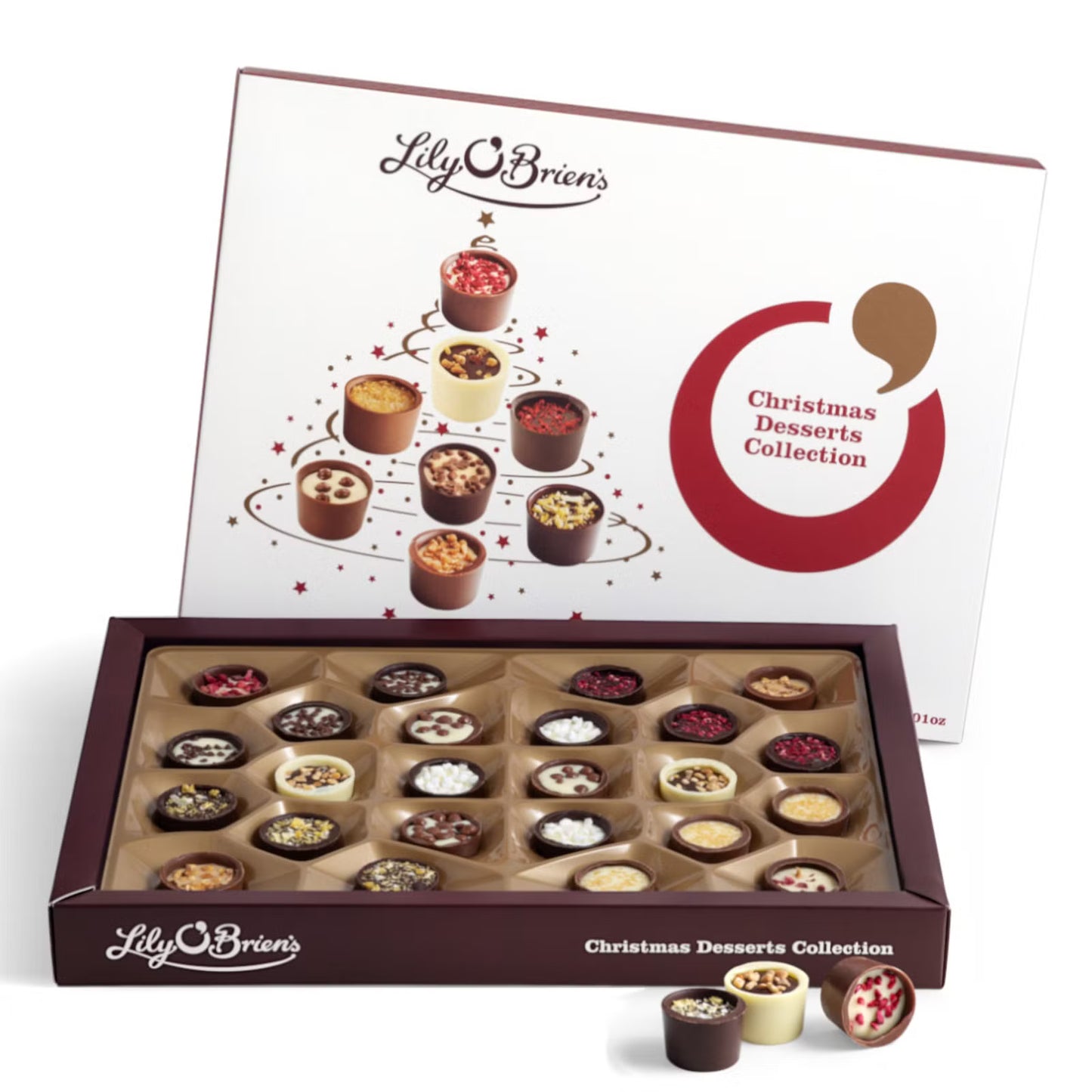 Lily O’Brien’s Christmas Desserts Collection 312g – 24 handcrafted chocolates with festive flavors