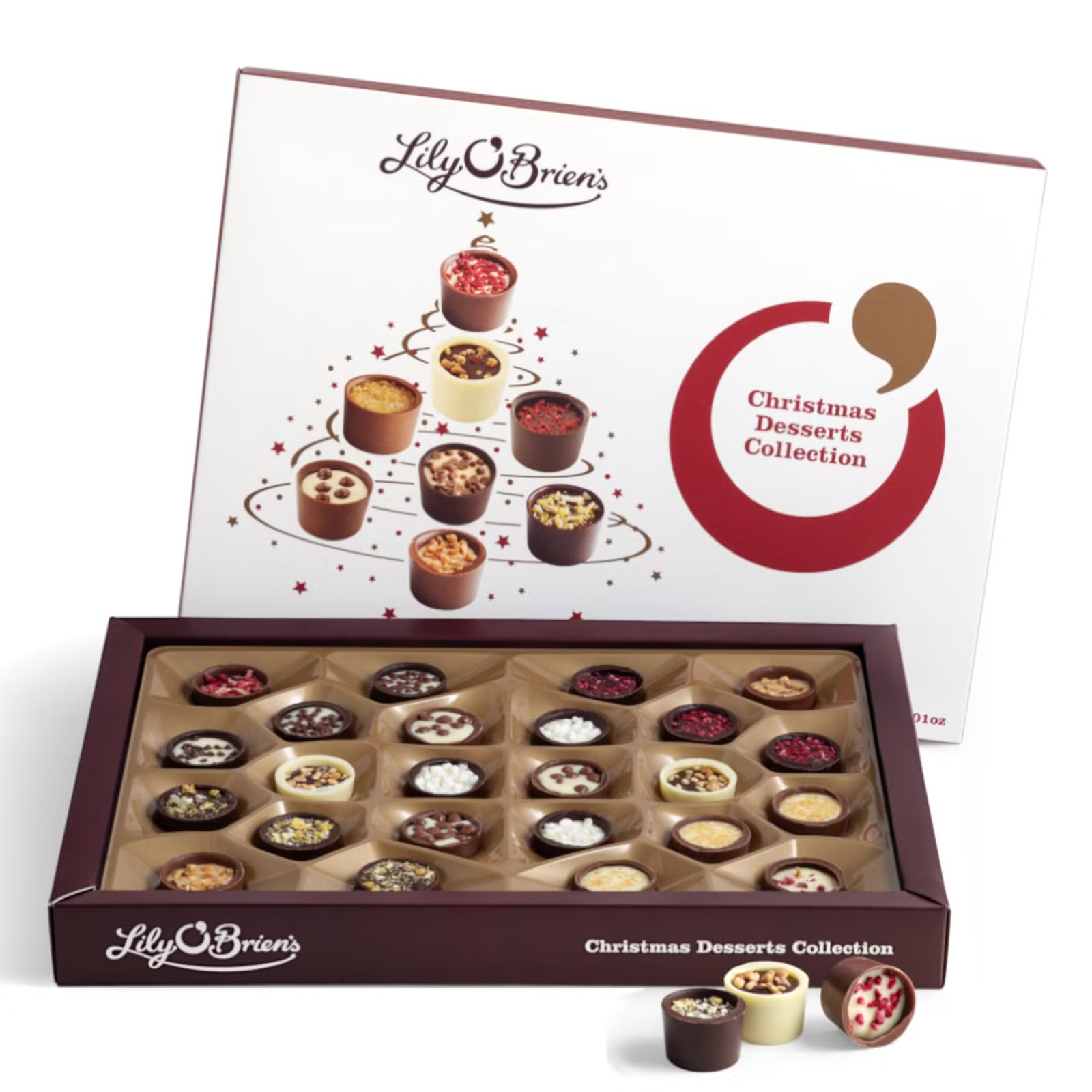 Lily O’Brien’s Christmas Desserts Collection 312g – 24 handcrafted chocolates with festive flavors