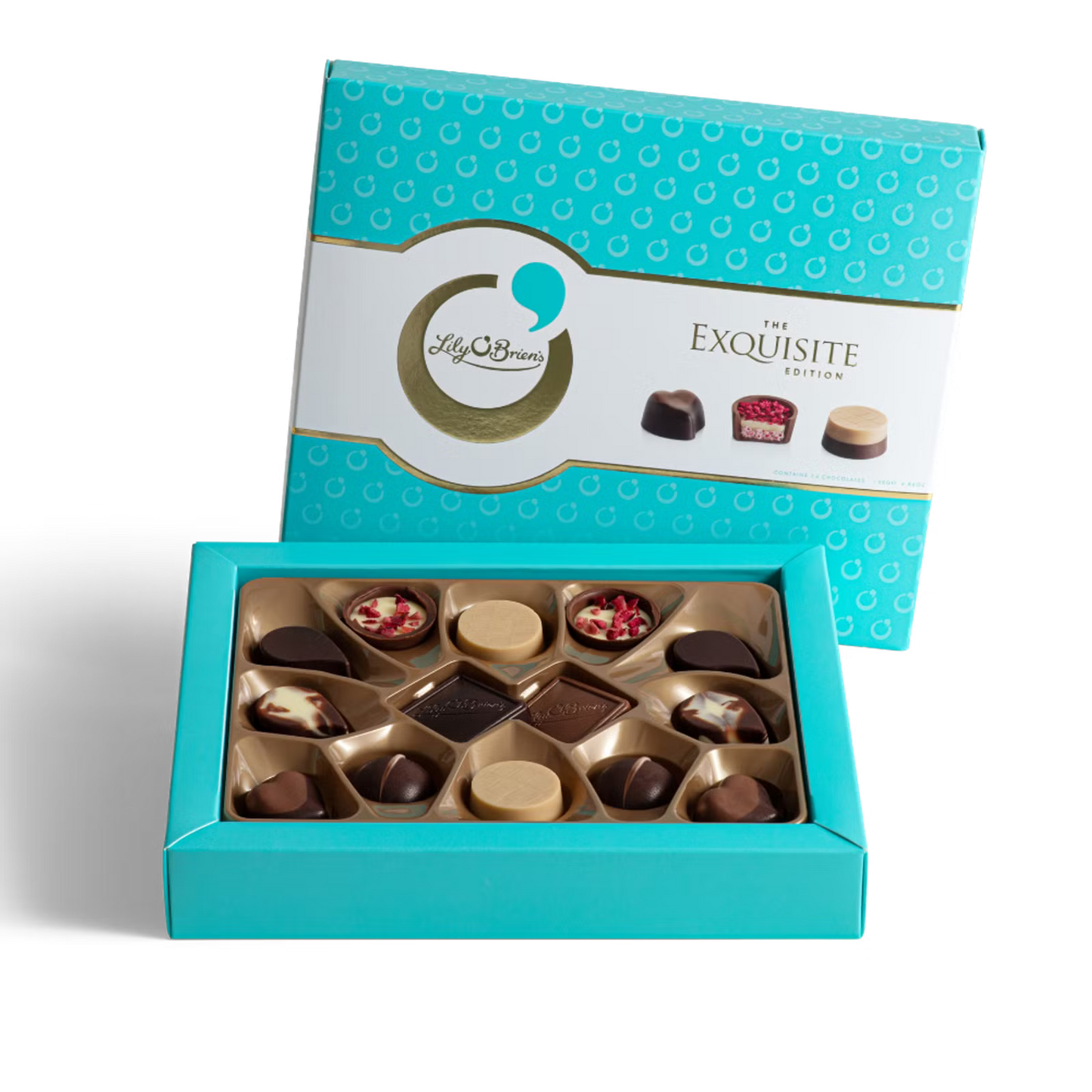 Lily O’Brien’s The Exquisite Edition 138g – 14 handcrafted milk, dark, and white chocolates