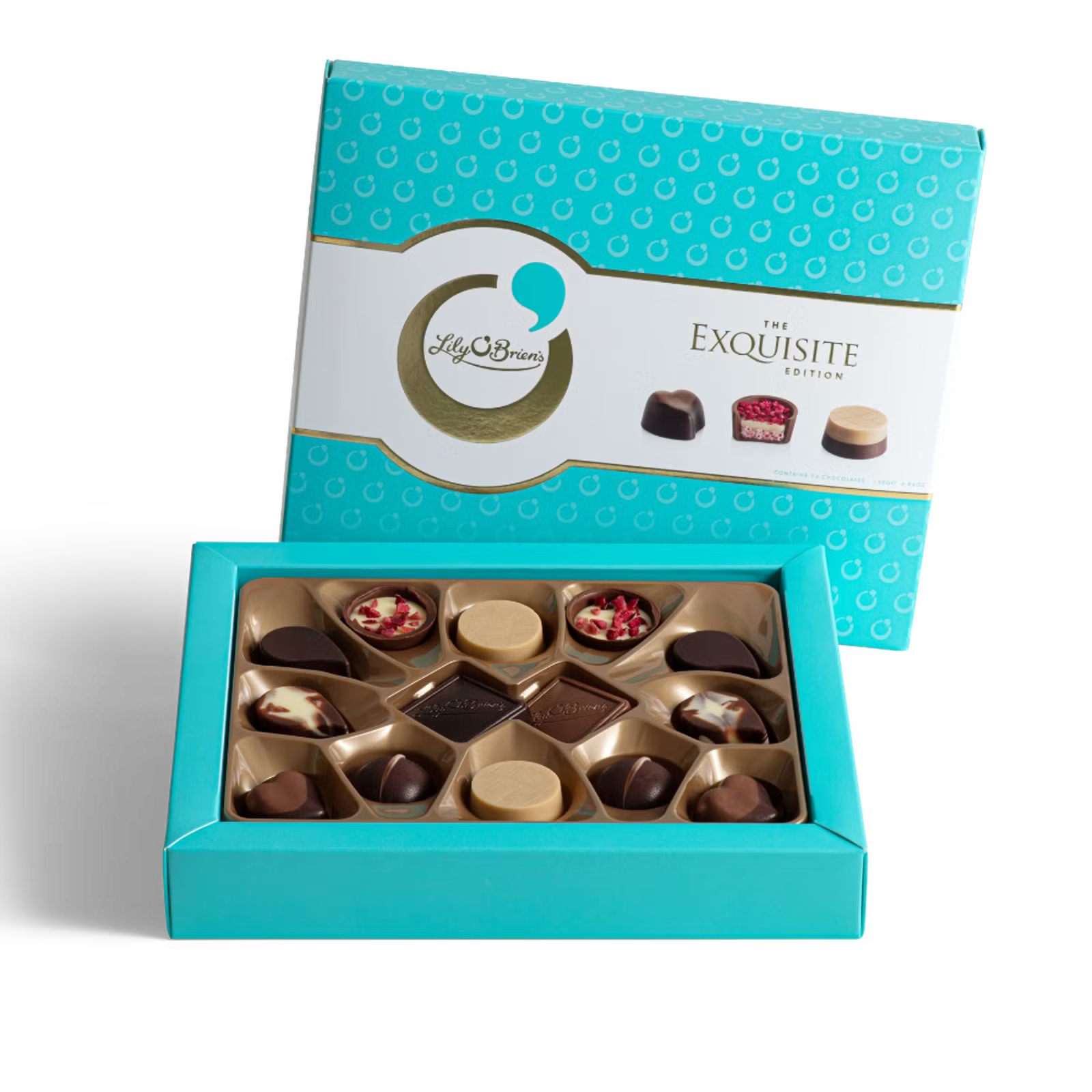 Lily O’Brien’s The Exquisite Edition 138g – 14 handcrafted milk, dark, and white chocolates
