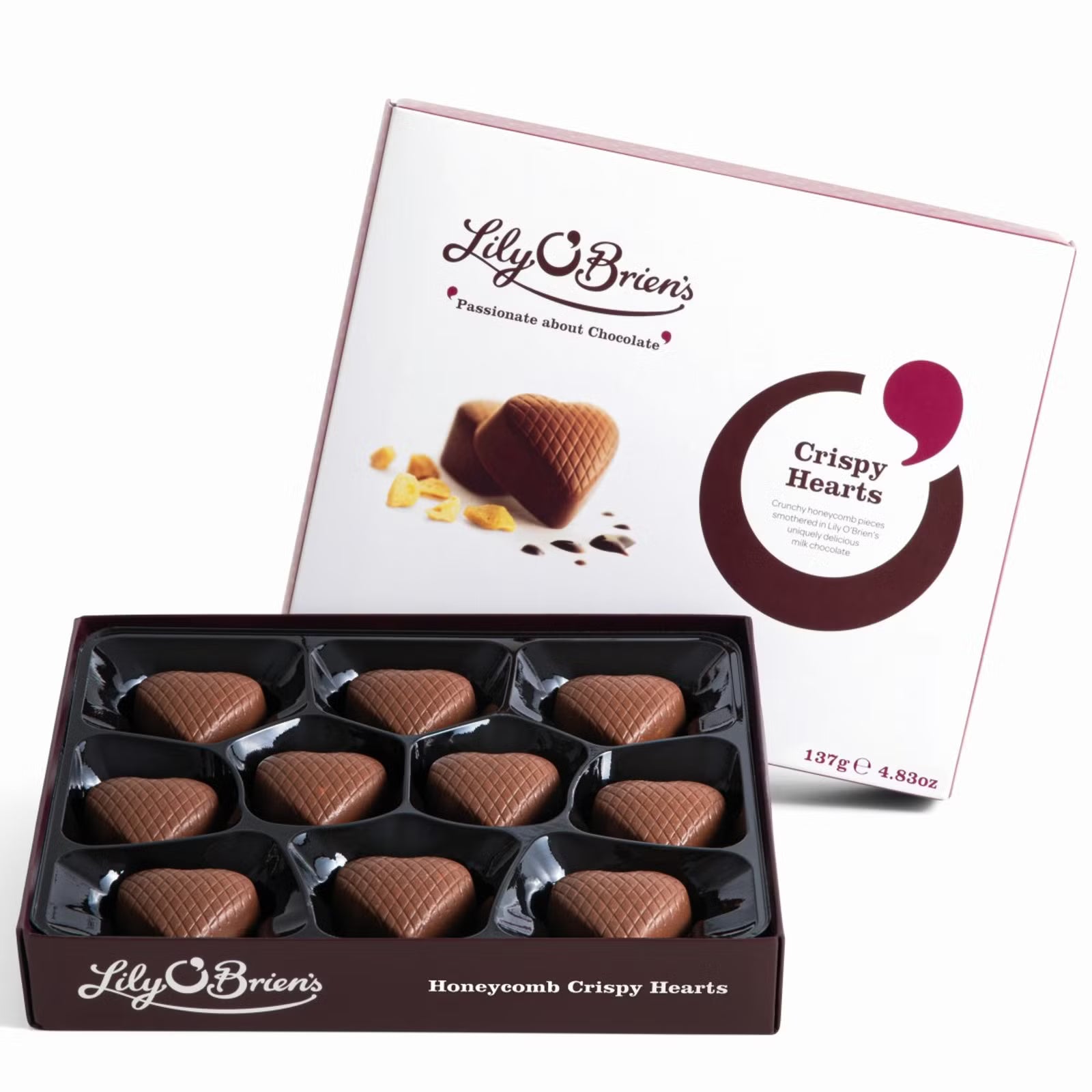 Bite-sized milk chocolates with crispies and honeycomb for a crunchy texture