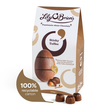 Lily O'Brien's Milk Chocolate Egg with 5 Sticky Toffee Chocolates 230g