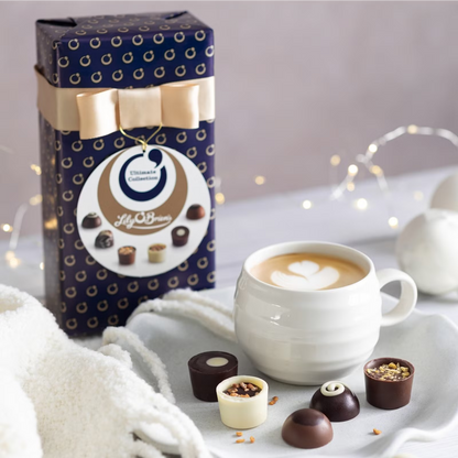 Premium assortment of handcrafted milk, dark, and white chocolates by Lily O’Brien’s