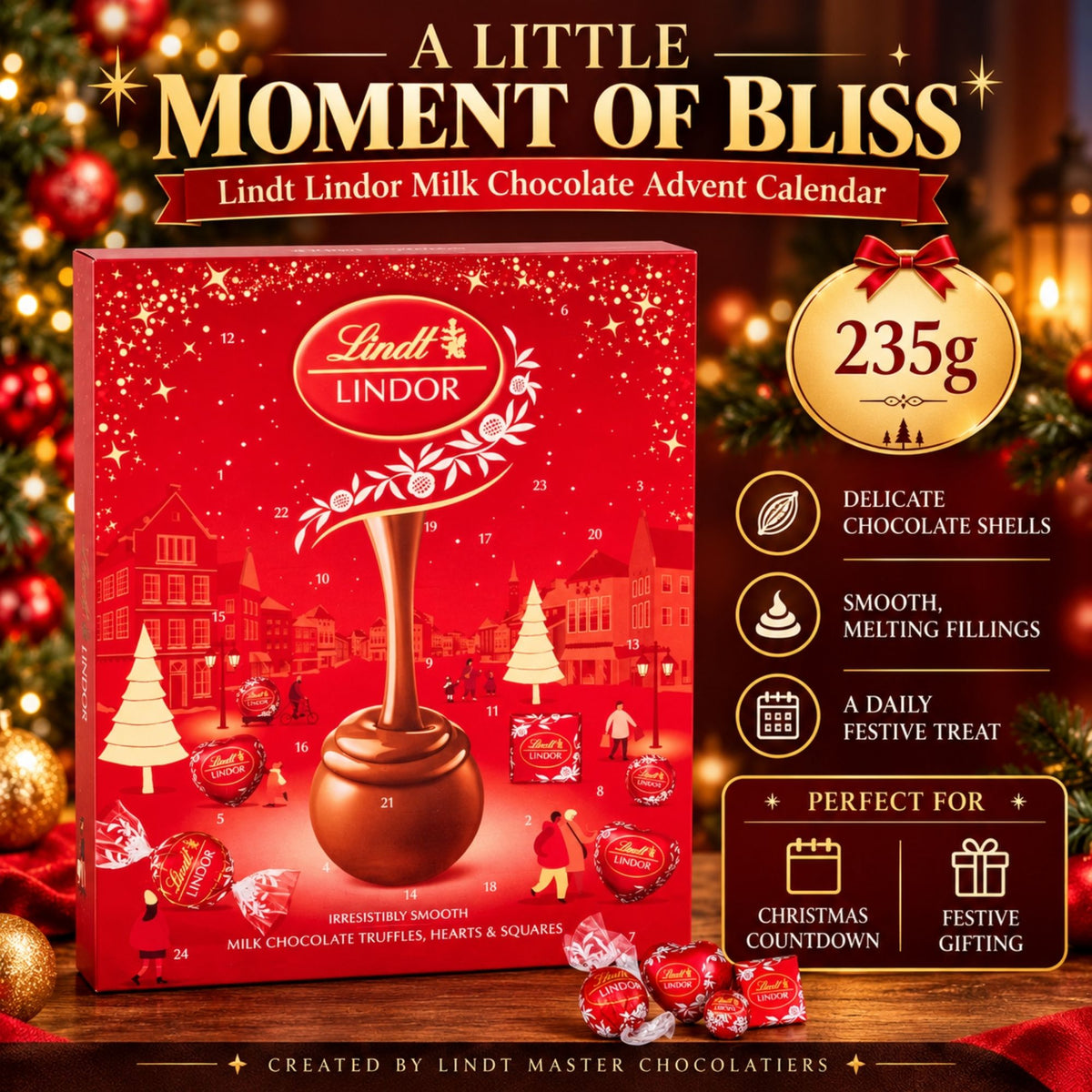 Lindor milk chocolate advent calendar for Christmas