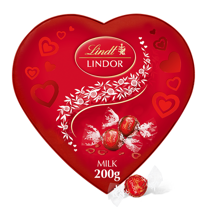 200g Lindor milk chocolate heart-shaped gift box